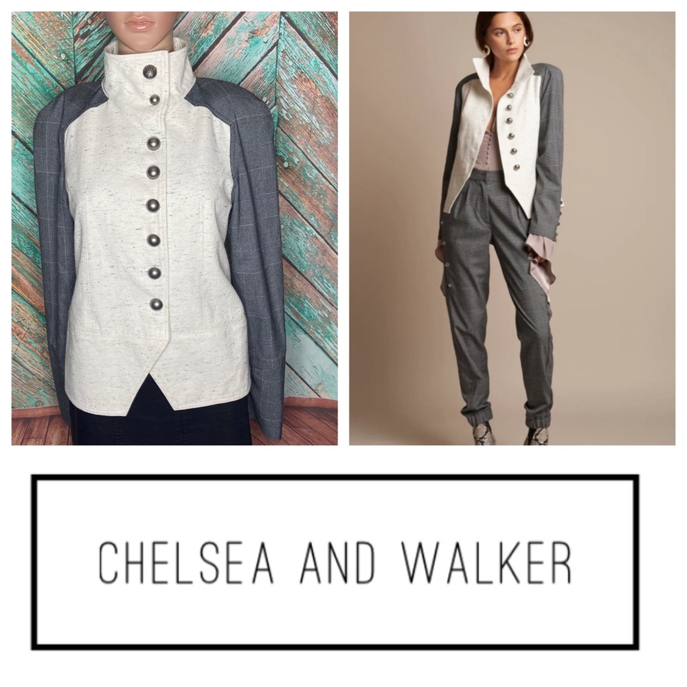 Chelsea And Walker Plaid Cotton Blend Lynne Jacket Blazer